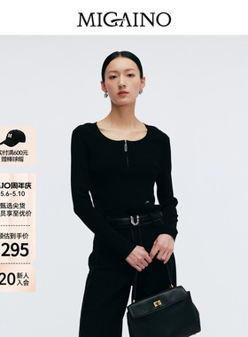 Migaino曼娅奴女装春季新款简约休闲感打底针织衫MP12KW210