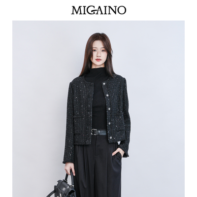 Migaino曼娅奴女装春季新款轻奢优雅高级感小香风短外套MQ12SC003