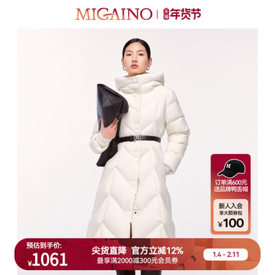 Migaino曼娅奴女装冬季新款收腰气质中长款羽绒服MO42IC028