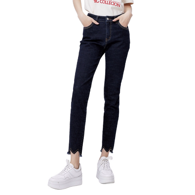 Migaino曼娅奴高腰波浪边牛仔裤