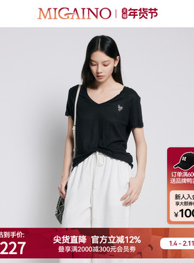 【商场同款】Migaino曼娅奴女装简约百搭轻薄透气短T恤MP22RA003