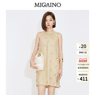 Migaino曼娅奴女装2026夏季新款A字无袖短款裙子小众设计感连衣裙