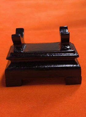 红漆木支架底座供放天珠供架摆件配件收藏品，尺寸28x36x52mm