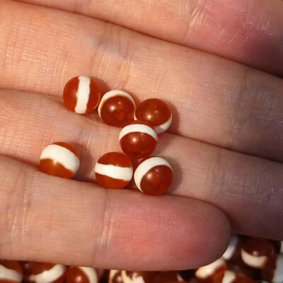 天原一线药师玛瑙圆珠红色迷你小配珠散珠DZI隔珠收藏品