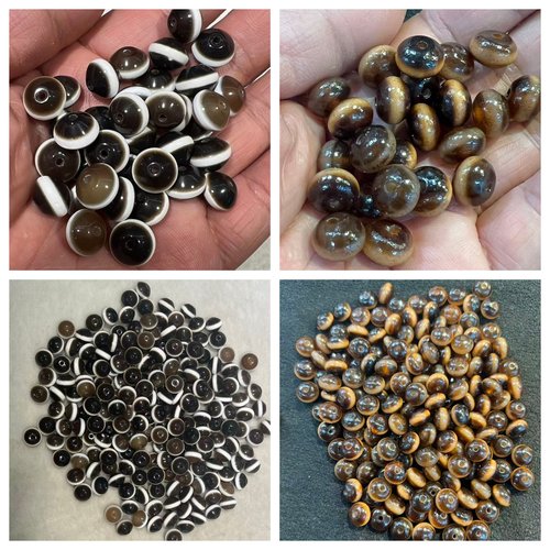 牙黄/黑白色一线飞碟玛瑙线珠