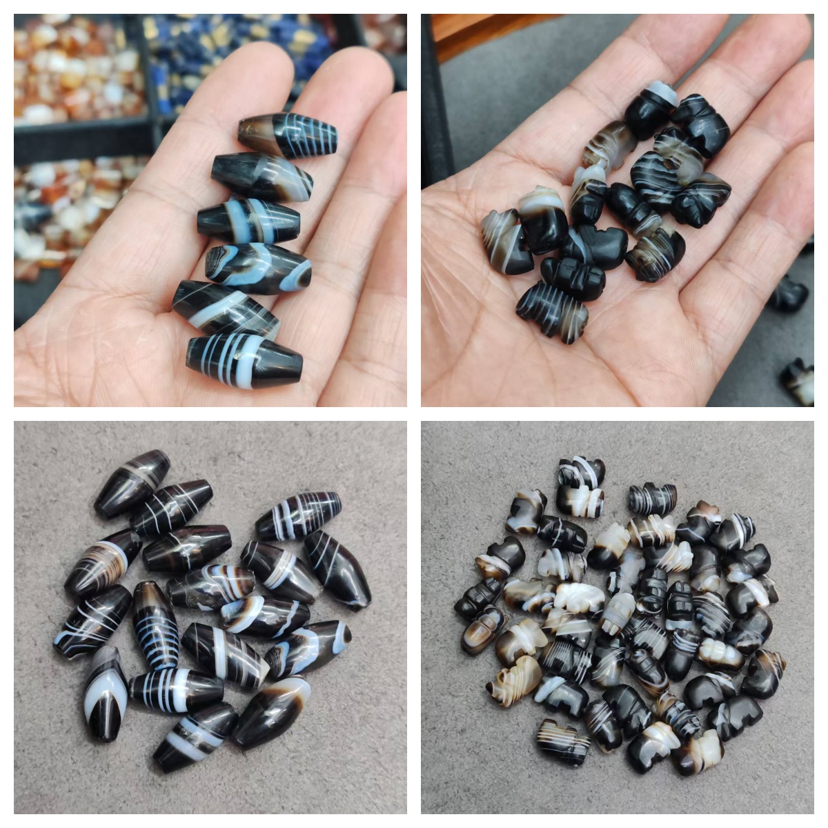 西亚古珠老缠丝玛瑙天珠