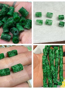 雕刻如意纹圆厚方形桶珠手链