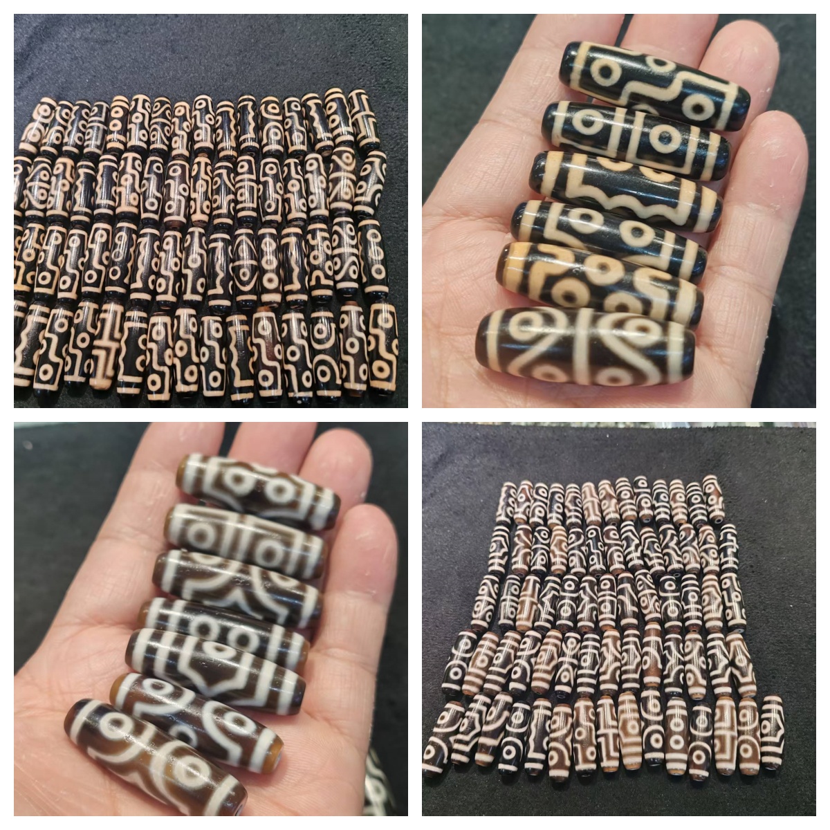 1-9眼图案黑白黑黄色玛瑙天珠