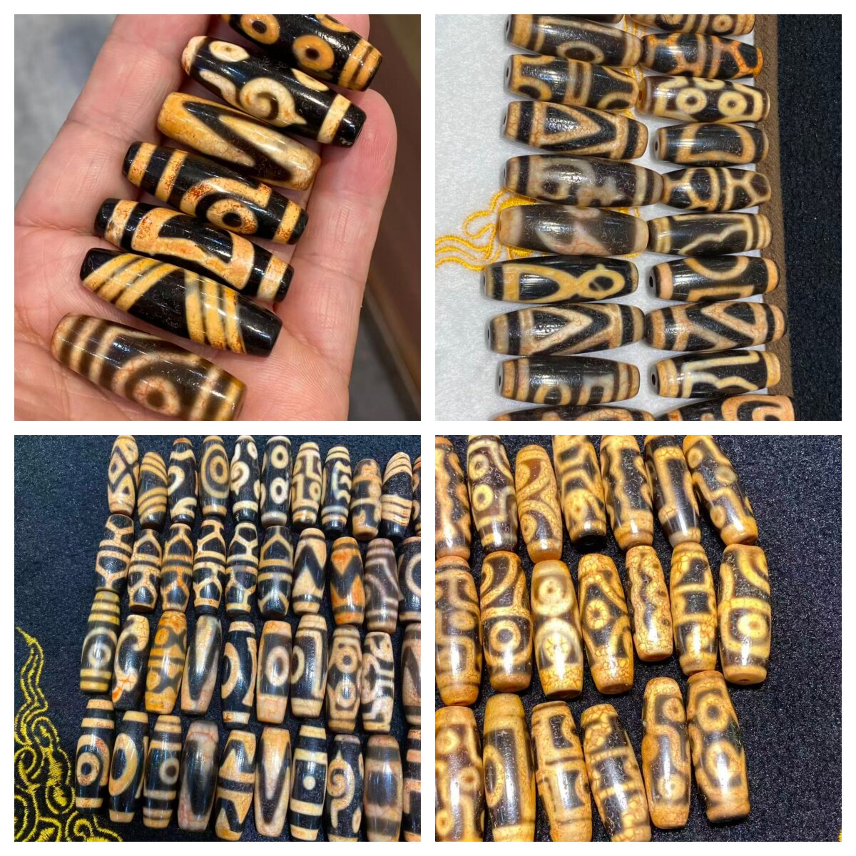 特殊希有牙黄台工高级龙纹血丝纹玛瑙天珠收缩枯珠一二五六九眼等