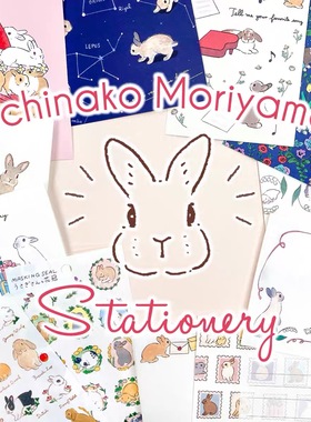 蘑菇屯 日本进口 Activ森山标子水彩手绘小兔子明信片贺卡贴纸