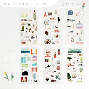 蘑菇屯 日本进口 saien田村美纪贴纸 人物生活小花拼贴装饰贴画