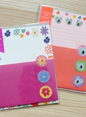 蘑菇屯 日本进口 Greetinglife品牌chic彩虹花朵信纸信封套装