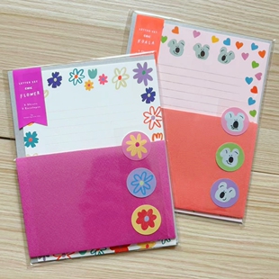 蘑菇屯 日本进口 Greetinglife品牌chic彩虹花朵信纸信封套装