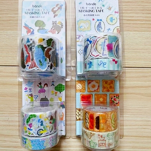 贴纸 Bande卷卷胶带式 森林刺绣标签贴吐司动物 日本进口 蘑菇屯