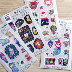 蘑菇屯 日本进口 Sanby×北岸由美联名转印贴纸 猫咪兔子装饰贴画