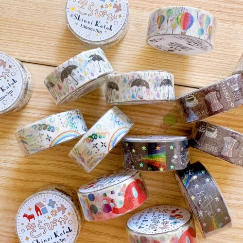 蘑菇屯 日本进口 童话作家Shinzi Katoh宫沢贤治彩虹系列烫金胶带
