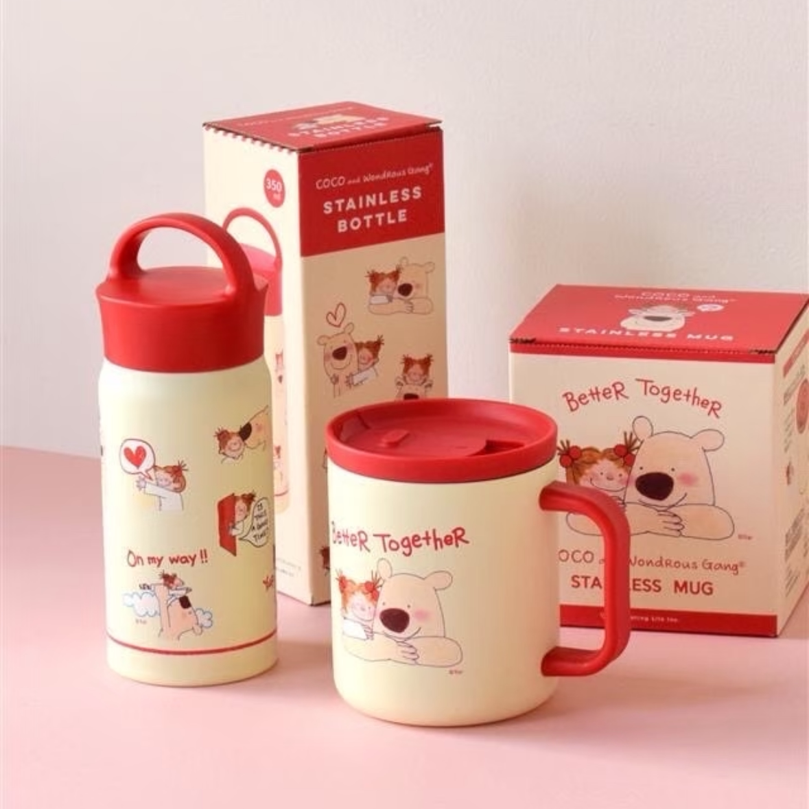 蘑菇屯 日本进口 Coco酱女孩新款手提保温杯 圆圆马克保温杯