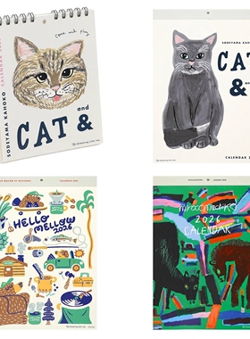 现货 日本进口 Greetinglife品牌2026年cat猫咪日历挂历台历