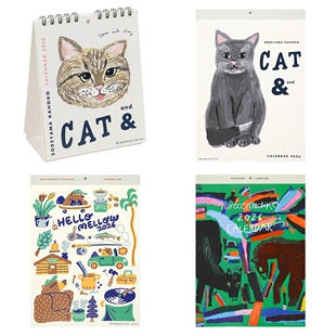 蘑菇屯 日本进口 Greetinglife品牌2026年cat猫咪日历挂历台历