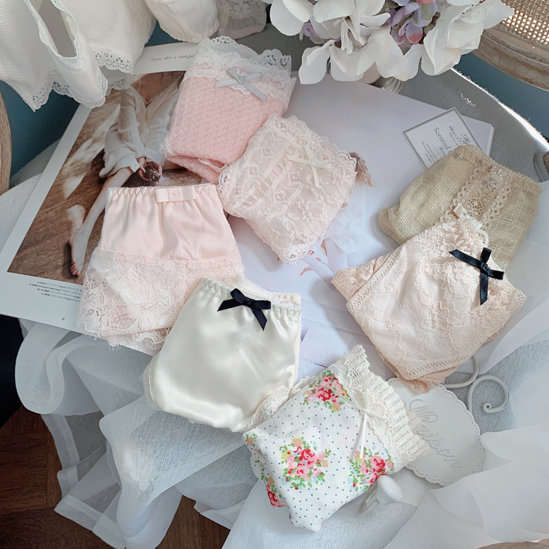 奶糖蜜橘蕾丝少女日系甜美内裤