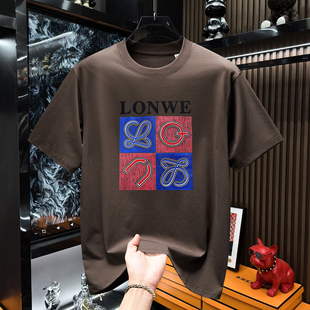 欧洲站新款高质量短袖T恤男士2026夏季潮流印花轻奢宽松休闲上衣