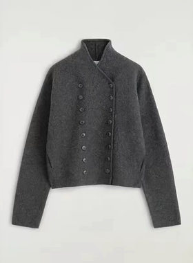 CS女装26秋新品休闲版型缩绒羊毛工装夹克灰色毛呢外套1351848001