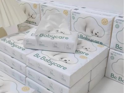 babycare熊柔巾棉柔纸巾新生儿专用云柔巾乳霜保湿柔纸巾80抽