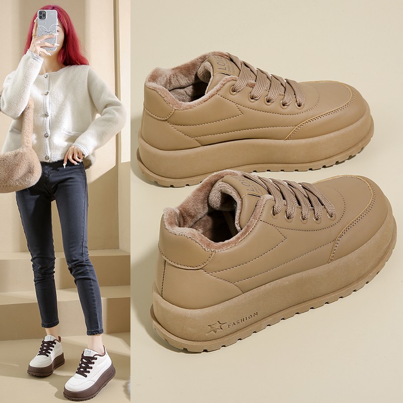 2025冬季新款雪地靴女韩版厚底棉鞋女加绒加厚保暖休闲鞋潮流板鞋