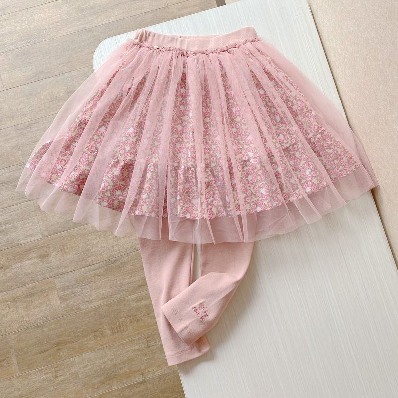 150码 出口韩国童装春秋纯棉碎花纱裙连打底裤女童甜美公主裙裤,童装/婴儿装/亲子装,裤子,淘宝优惠券,粉丝福利购,淘宝优惠卷