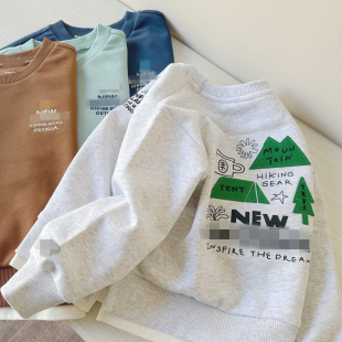 童装 新款 春秋棉毛圈假两件卫衣 山系机能风贴布 110 优质推荐 160