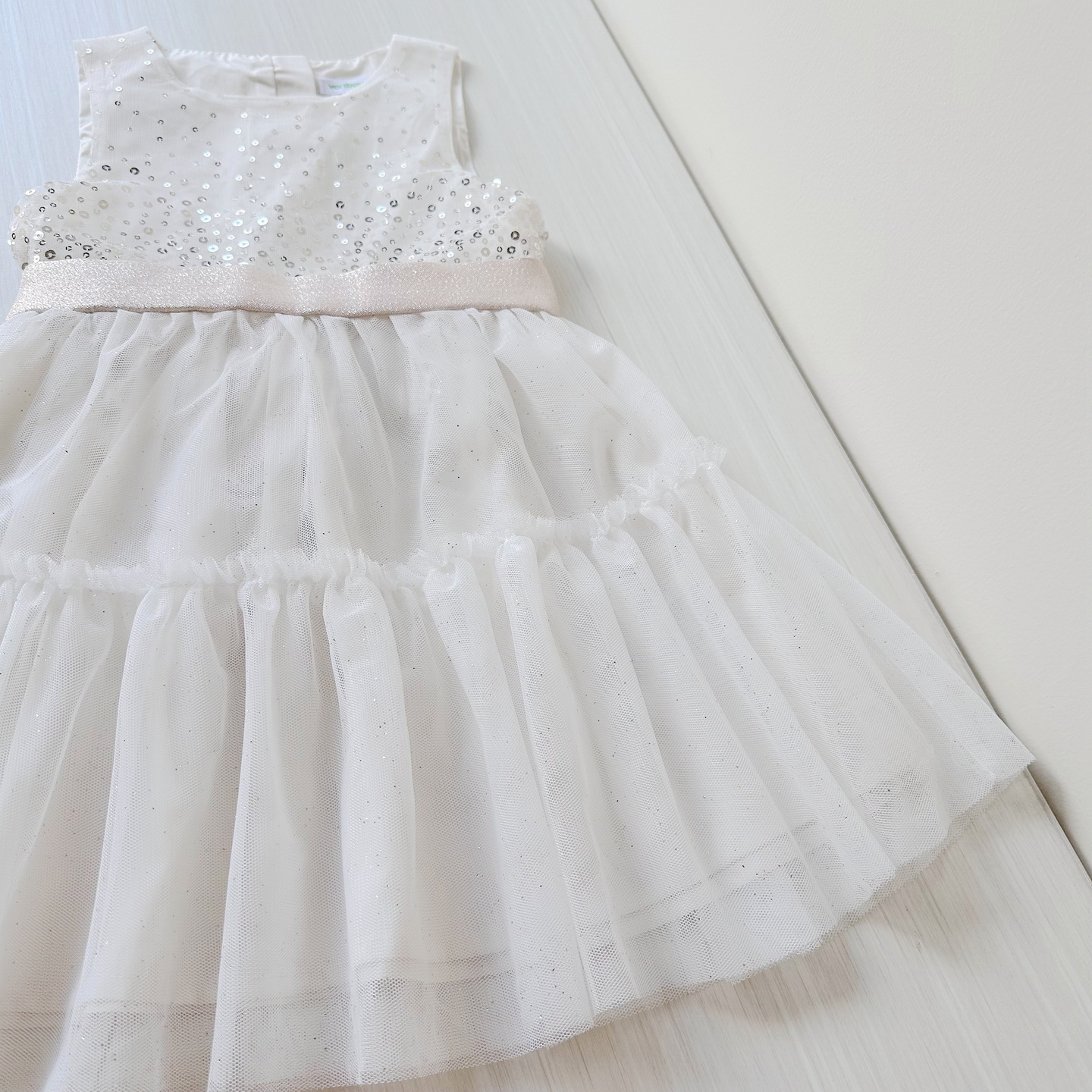 闪片裙背心纱裙白色礼服裙