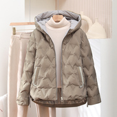 2025年秋冬新款 外套 加厚连帽大码 羽绒服女保暖宽松短款 白鸭绒时尚