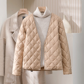 羽绒内胆女短款 轻薄V领大衣内搭外套 秋冬内穿羽绒服女款 薄款 修身