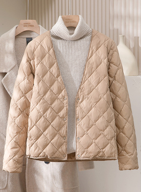 羽绒内胆女短款薄款修身秋冬内穿羽绒服女款轻薄V领大衣内搭外套