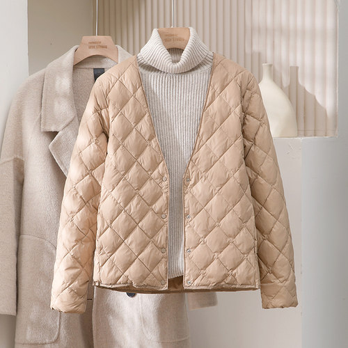 95白鸭绒轻薄羽绒服女内胆短款