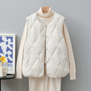 秋冬款菱格轻薄羽绒马甲外穿羽绒服女款新款马夹背心宽松休闲外套