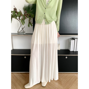 通透慵懒/春夏捏褶针织半身裙A字大摆长裙显瘦百搭天丝打底裙随性