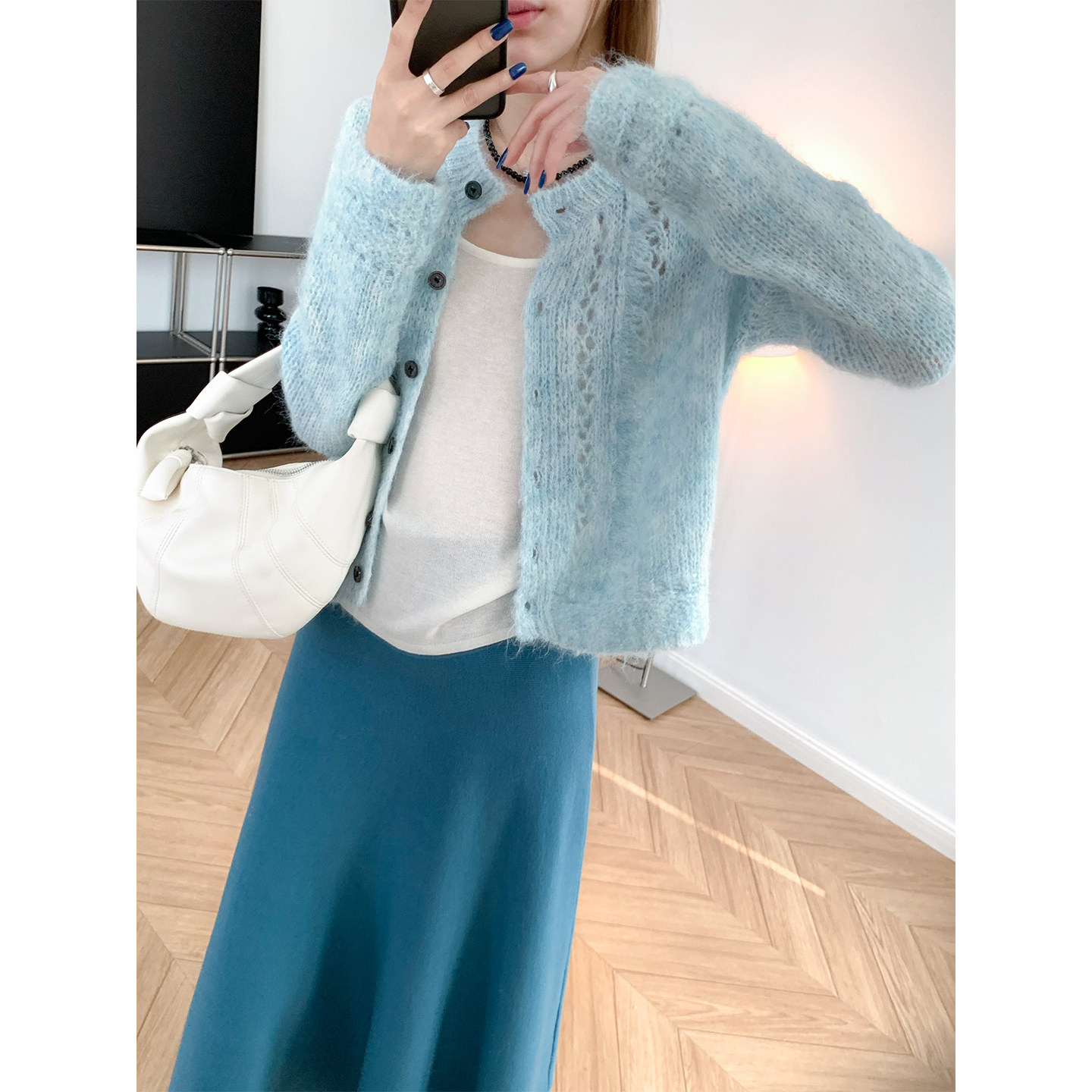 温柔气质挂 羊毛马海毛镂空短款针织衫开衫早春简约外搭上衣长袖,女装/女士精品,毛针织衫,淘宝优惠券,粉丝福利购,淘宝优惠卷