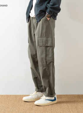 LFH写意 日系复古多口袋阔腿工装裤男春季新款宽松直筒休闲长裤