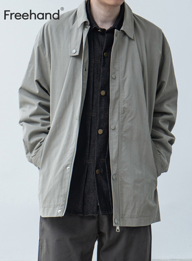 LFH写意 天丝棉水洗做旧中长款宽松风衣男秋季新款日系防风外套