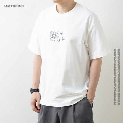 LFH写意 270g索罗娜凉感透气印花圆领T恤男短袖夏季新款宽松休闲T