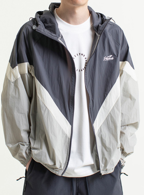 写意夏季新款UPF50+长袖薄款防晒服男日系复古拼色连帽户外防晒衣