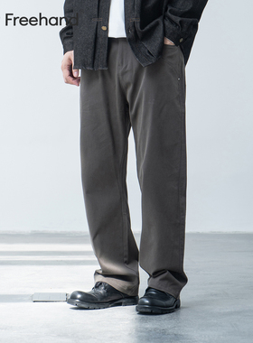 LHF写意 重磅水洗做旧斜纹布宽松直筒裤男秋季新款工装休闲长裤