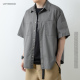 衬衫 LFH写意 全棉水洗复古日系纯色口袋衬衣百搭纯棉休闲宽松短袖