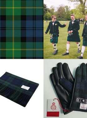 上海现货英国Edinburgh爱丁堡格纹羊毛围巾harris哈里斯手套