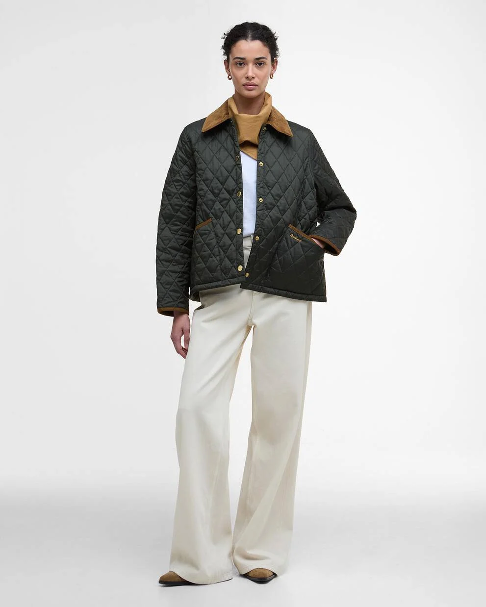 现货Barbour Icons Cropped Liddesdale女士绗缝夹克棉服lqu1851