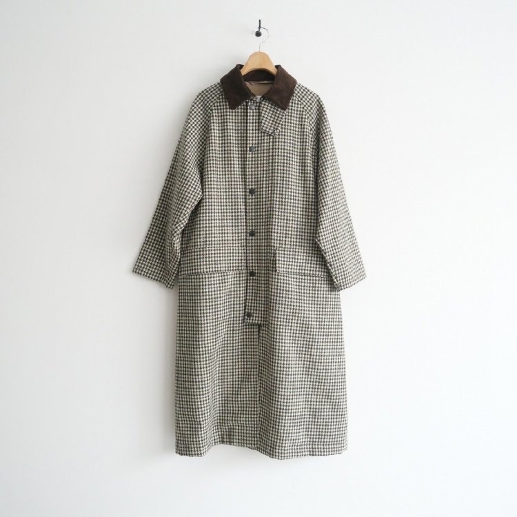 BARBOUR日本正品女士经典千鸟格纹风衣外套中长款羊毛大衣