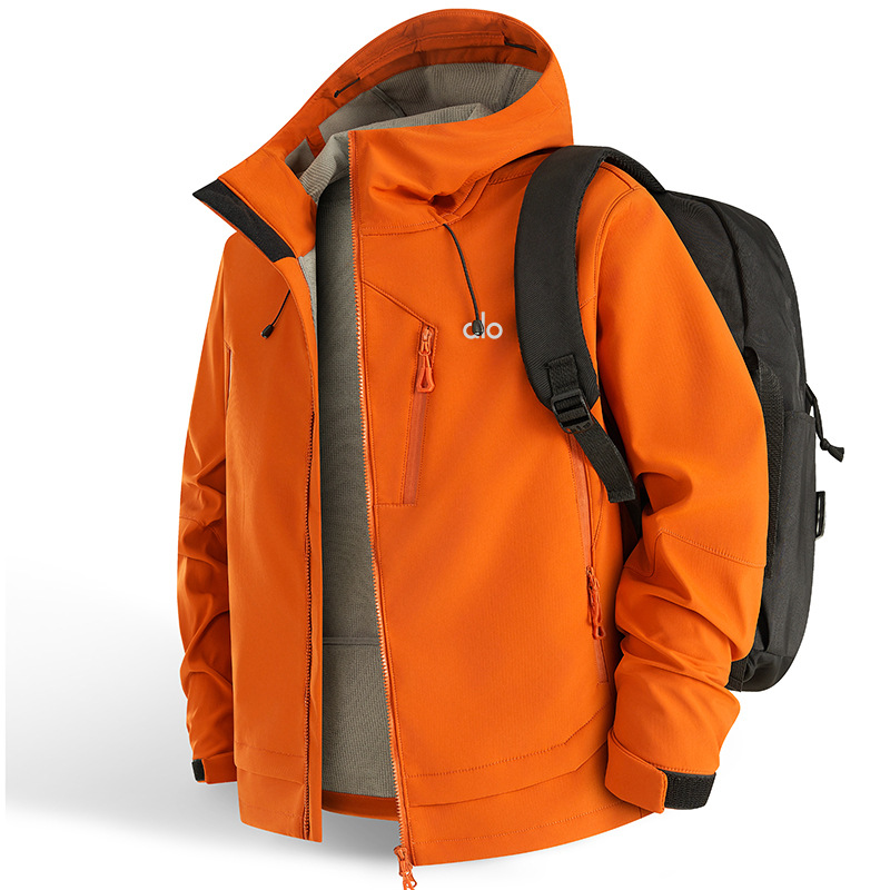 ALO户外软壳冲锋衣外套男三防科技面料春秋情侣款连帽外套男