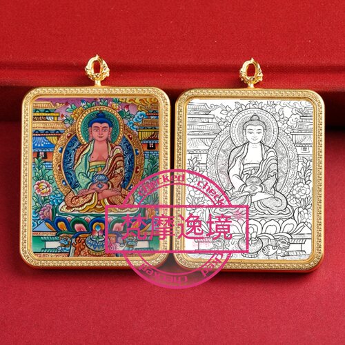 唐卡手绘DIY阿弥陀佛唐卡吊坠画芯涂色佛像白描唐卡白描F237