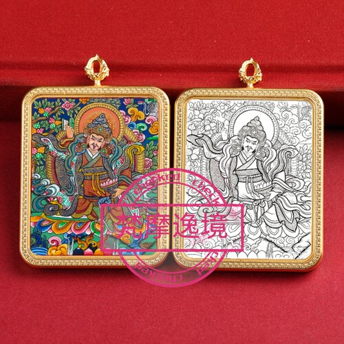 唐卡手绘DIY莲花生大师唐卡吊坠画芯涂色佛像白描唐卡白描F230